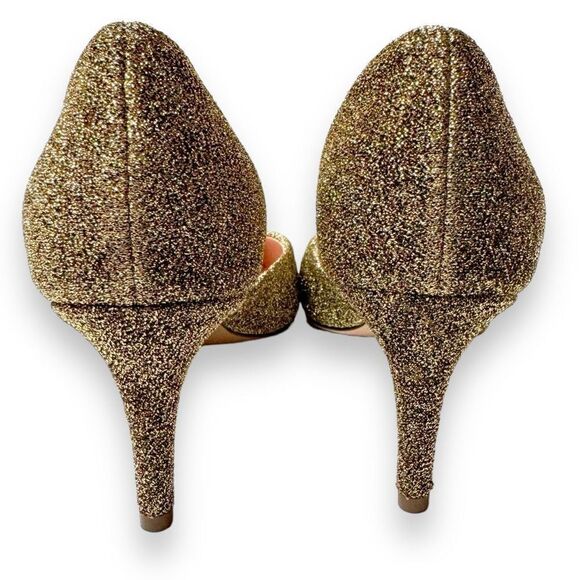 J. Crew Colette d'Orsay Pumps in Lurex Gold Metallic Glitter Heel Women’s Size 9 - Picture 7 of 11
